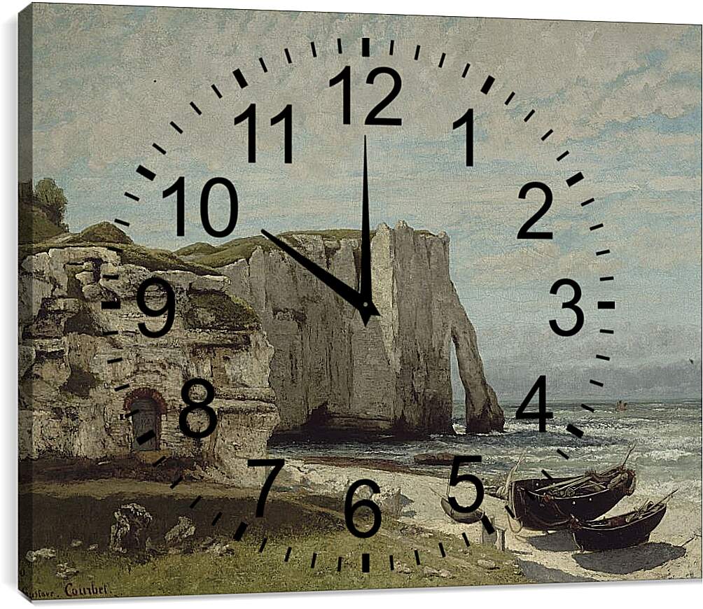 Часы картина - Скалы в Этрета после шторма. Жан Дезире Гюстав Курбе
