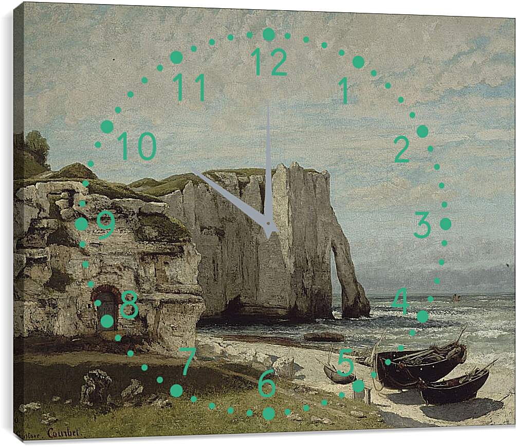 Часы картина - Скалы в Этрета после шторма. Жан Дезире Гюстав Курбе