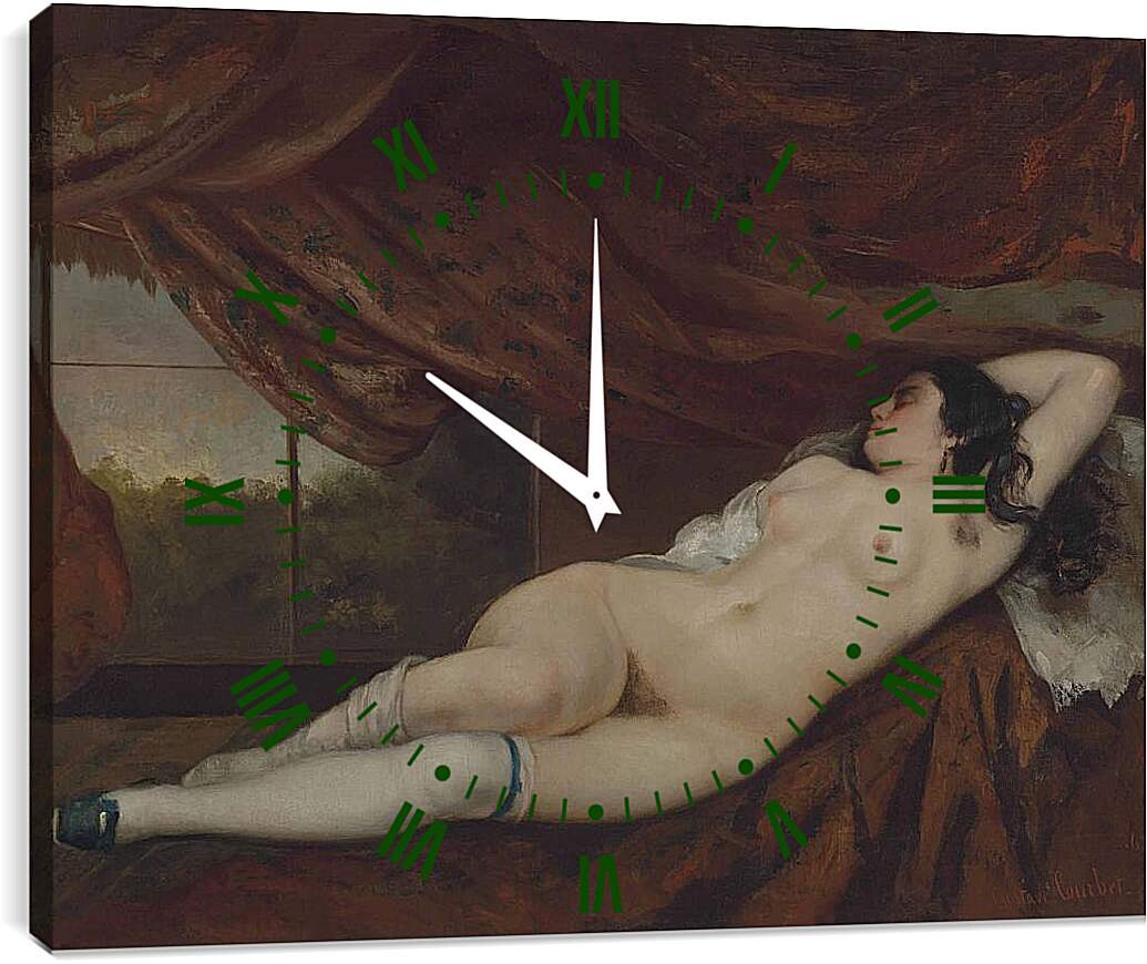 Часы картина - Спящая обнажённая. Жан Дезире Гюстав Курбе