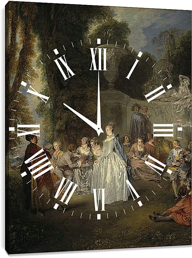 Часы картина - Венецианский праздник. Жан Антуан Ватто