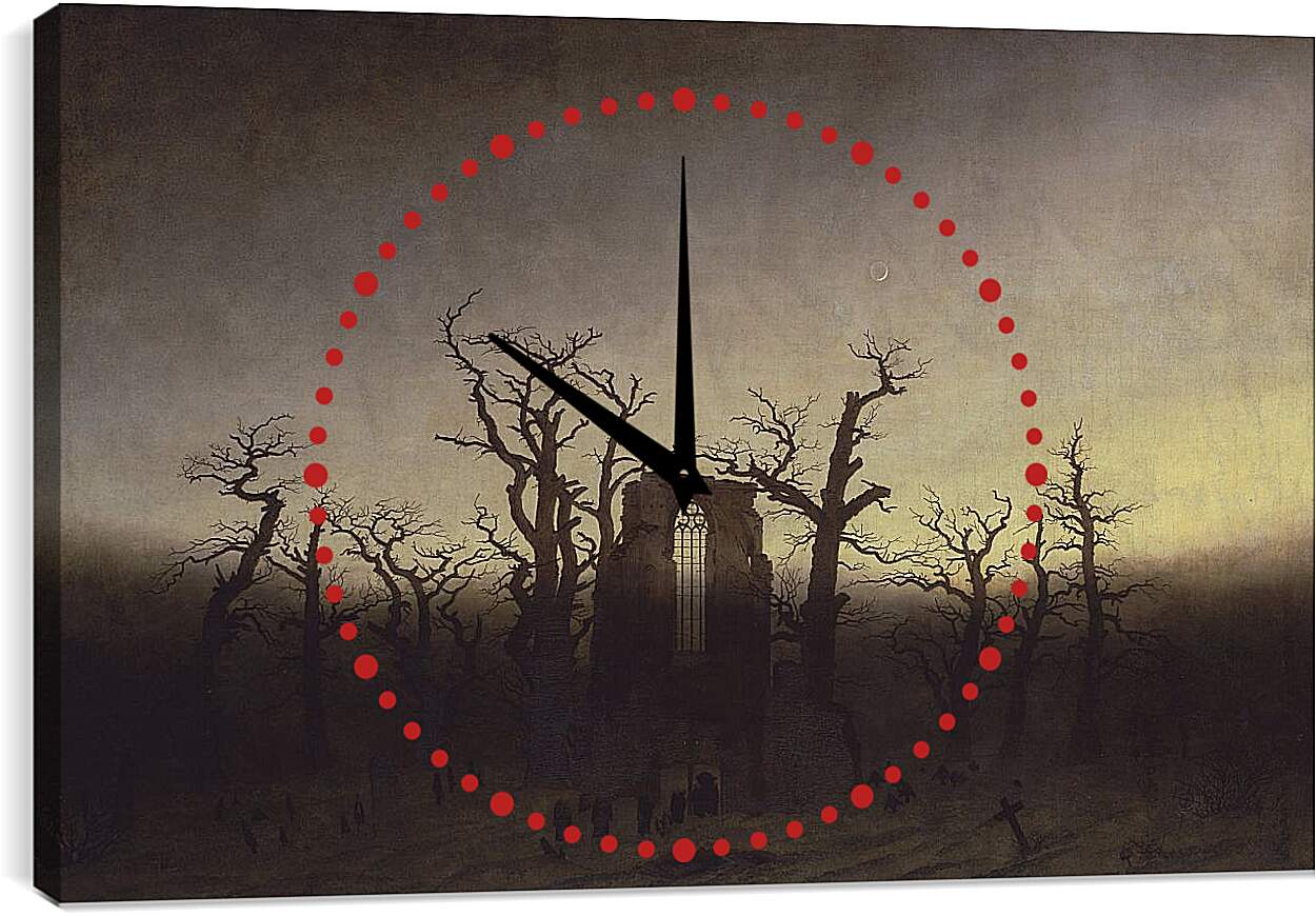 Часы картина - Аббатство в дубовом лесу. Каспар Давид Фридрих