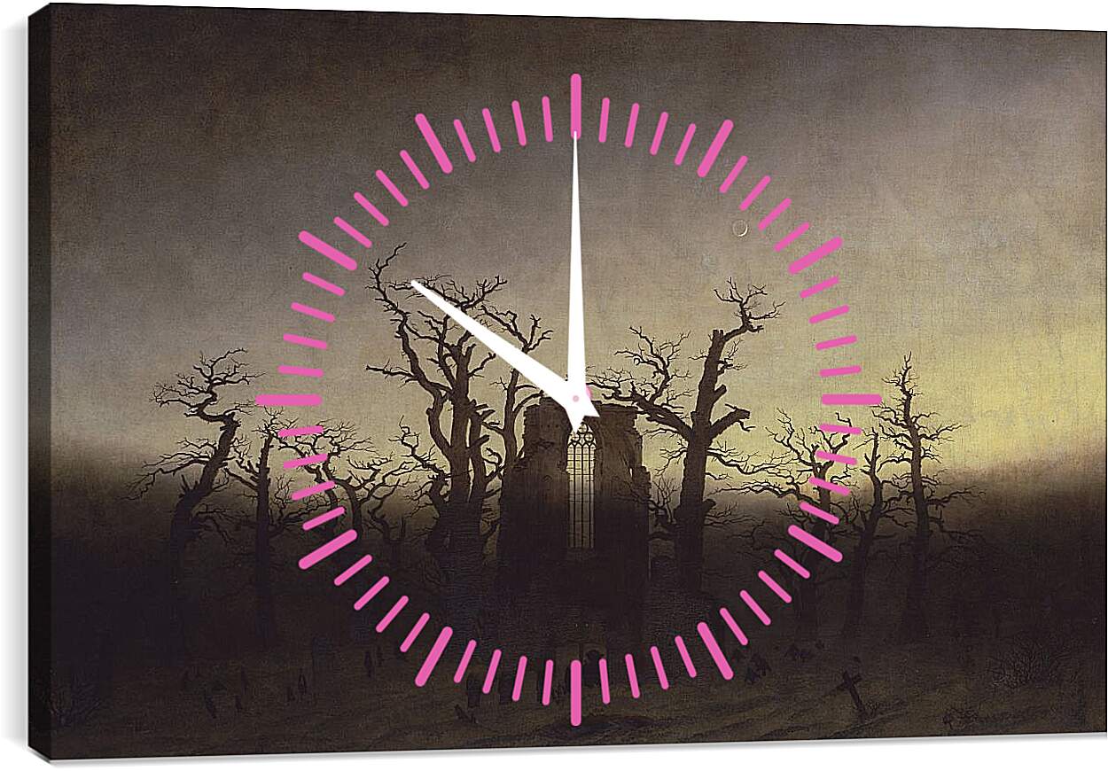 Часы картина - Аббатство в дубовом лесу. Каспар Давид Фридрих