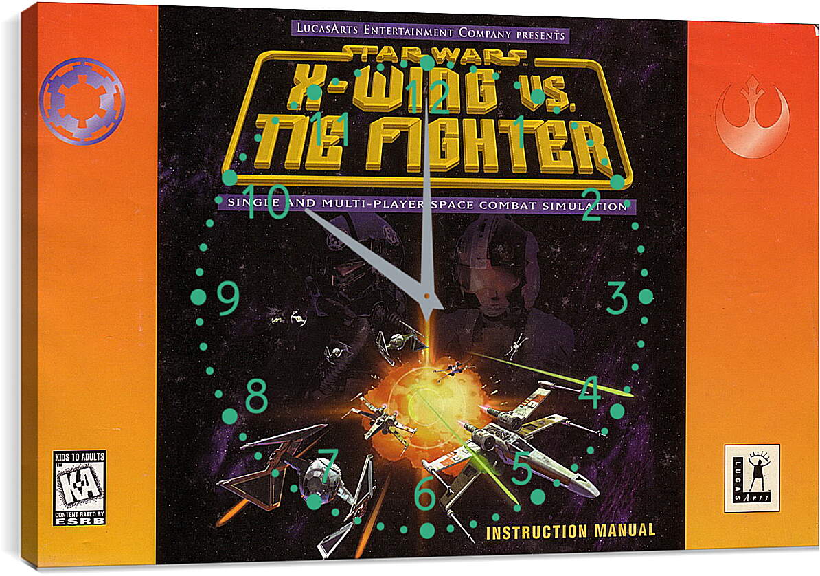 Часы картина - Star Wars: X-Wing Vs. TIE Fighter