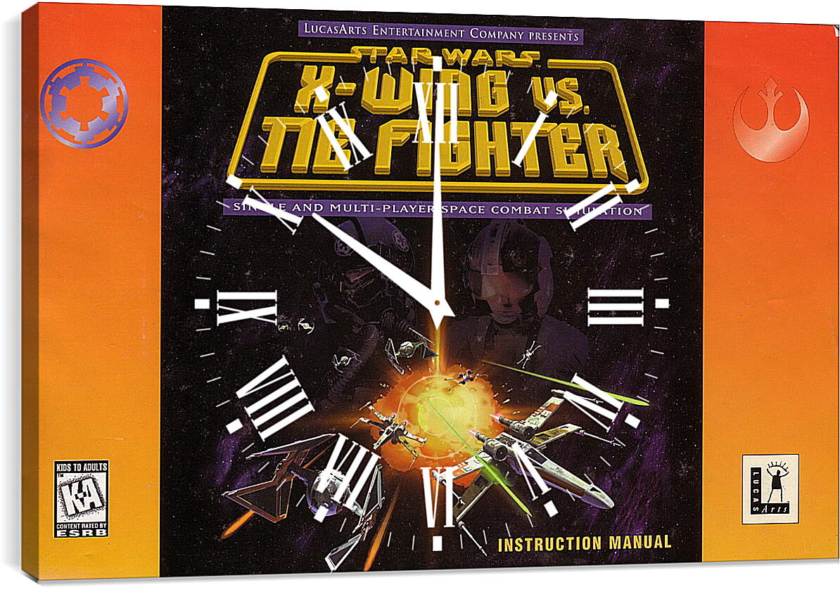 Часы картина - Star Wars: X-Wing Vs. TIE Fighter
