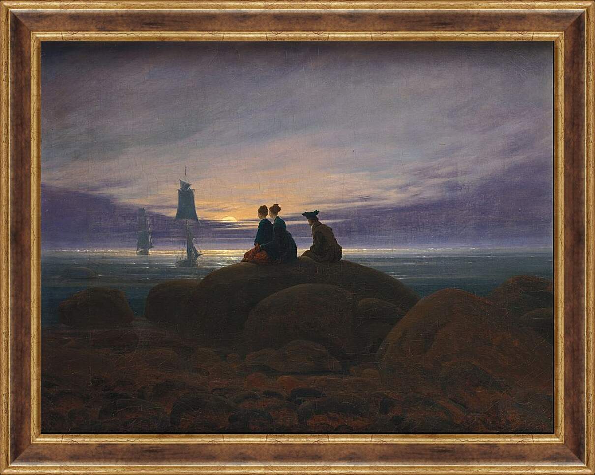 Картина в раме - Восход луны над морем. Каспар Давид Фридрих