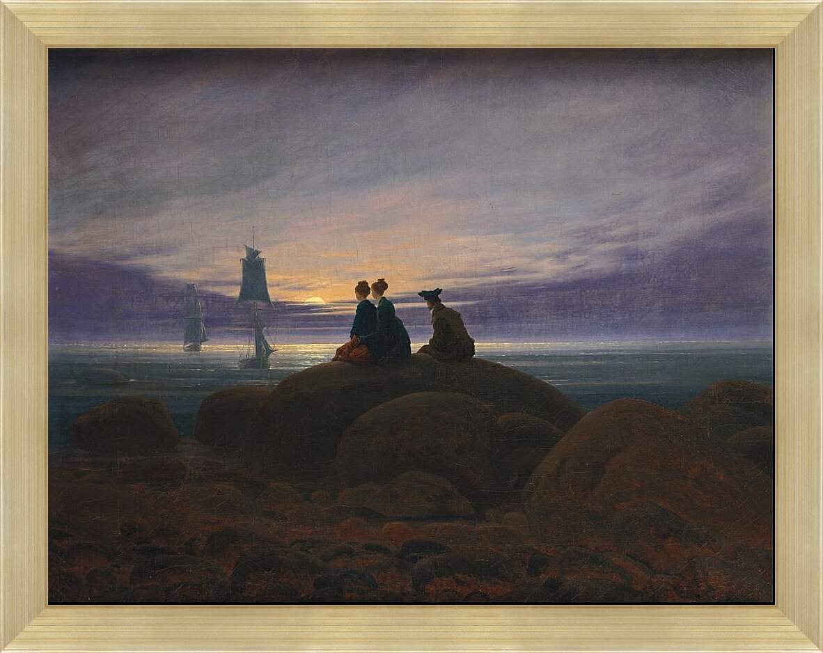 Картина в раме - Восход луны над морем. Каспар Давид Фридрих