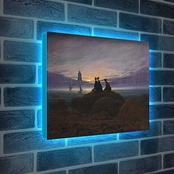 Лайтбокс световая панель - Восход луны над морем. Каспар Давид Фридрих