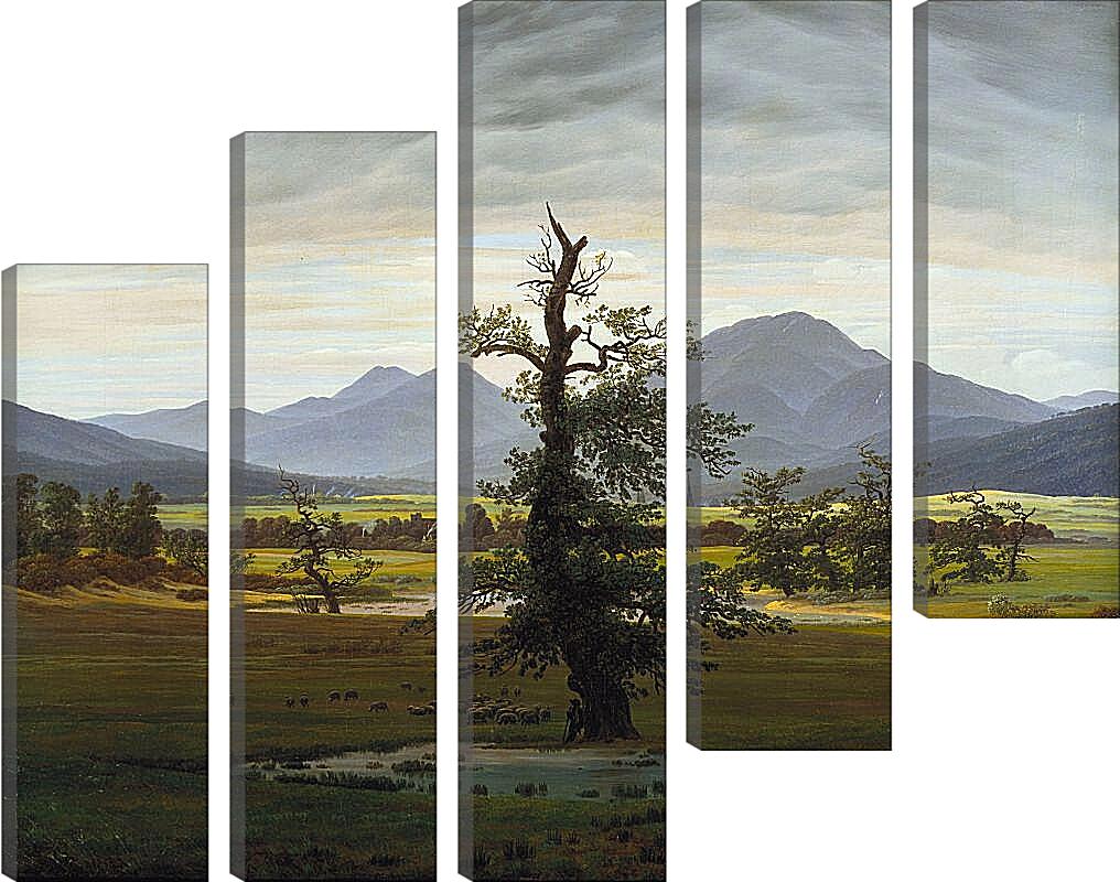 Модульная картина - Деревенский пейзаж в утреннем свете. Каспар Давид Фридрих