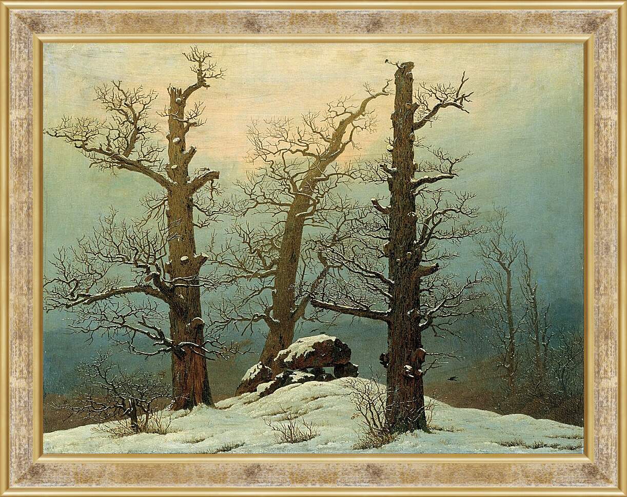 Картина в раме - Мегалитические могилы в снегу. Каспар Давид Фридрих