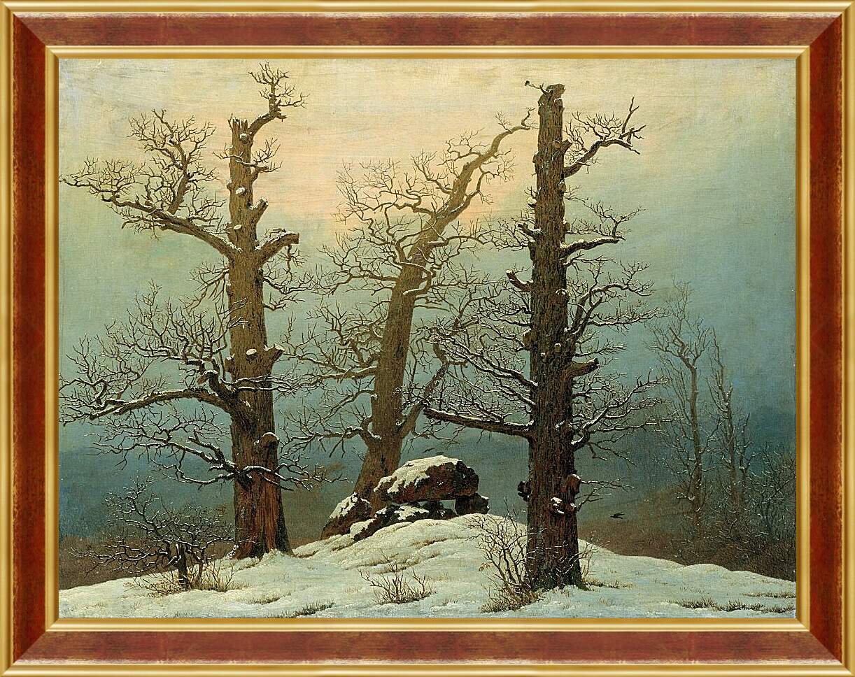 Картина в раме - Мегалитические могилы в снегу. Каспар Давид Фридрих