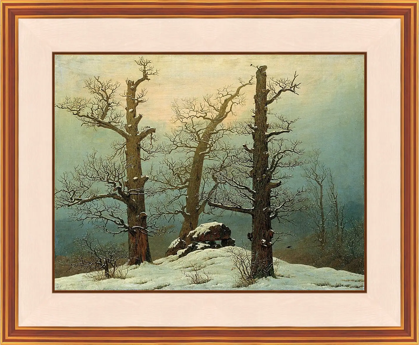 Картина в раме - Мегалитические могилы в снегу. Каспар Давид Фридрих