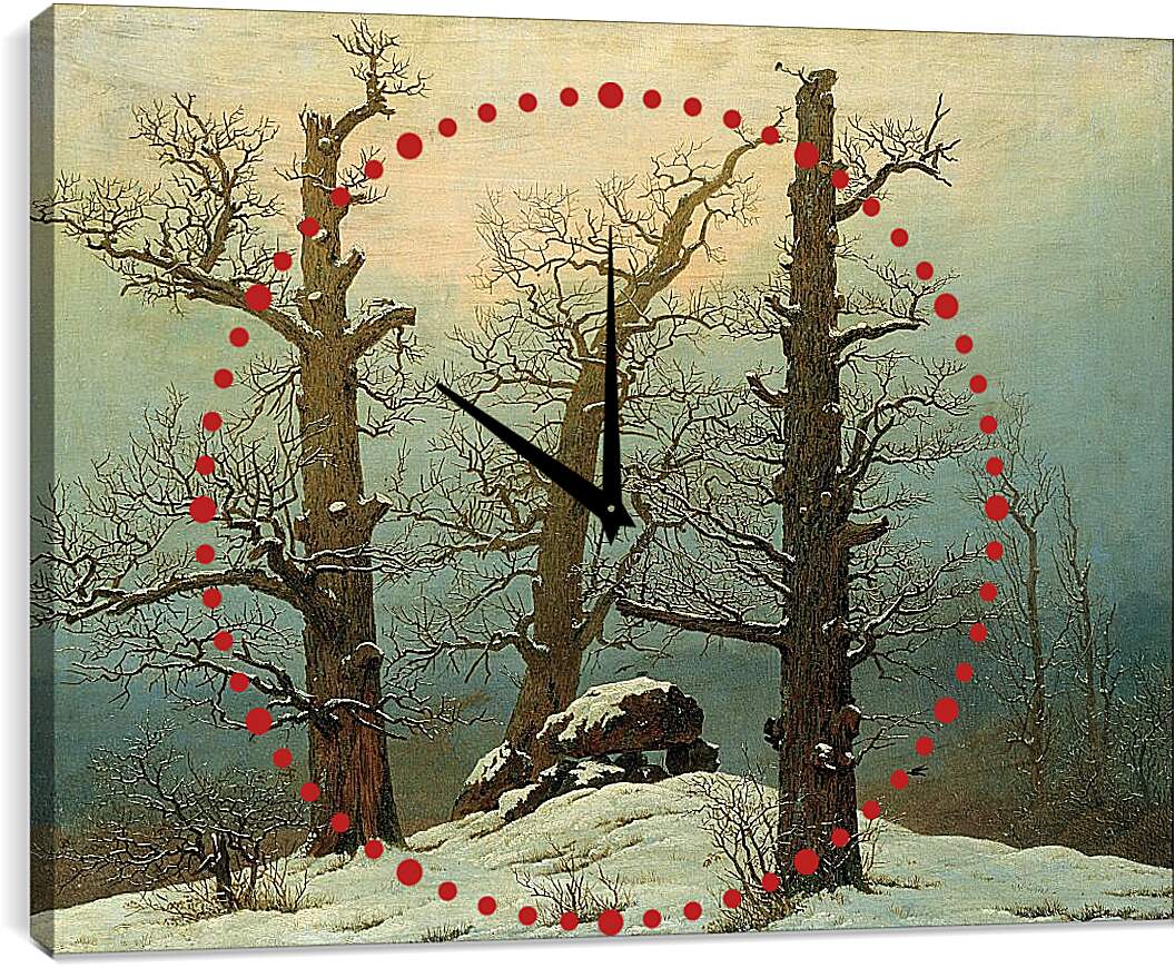 Часы картина - Мегалитические могилы в снегу. Каспар Давид Фридрих