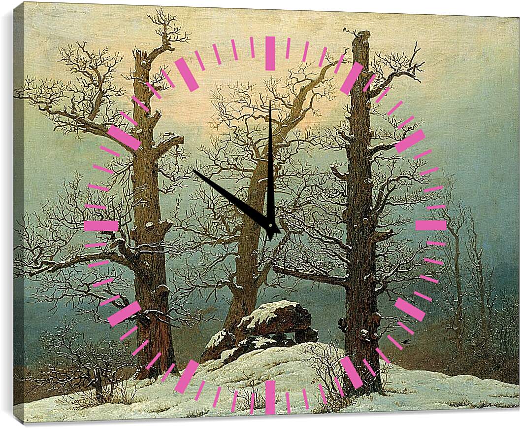 Часы картина - Мегалитические могилы в снегу. Каспар Давид Фридрих