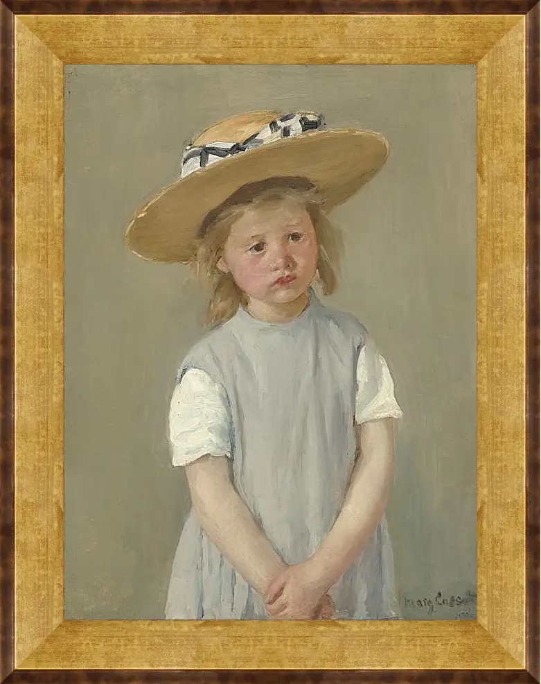 Картина в раме - Child in a Straw Hat. Кэссетт (Кассатт) Мэри Стивенсон