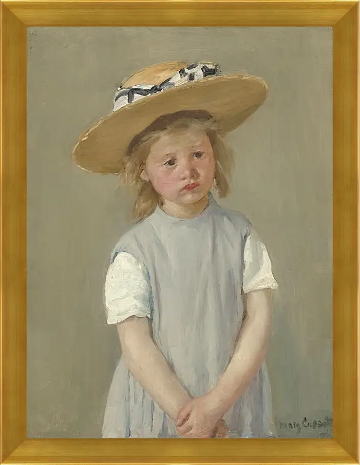 Картина в раме - Child in a Straw Hat. Кэссетт (Кассатт) Мэри Стивенсон