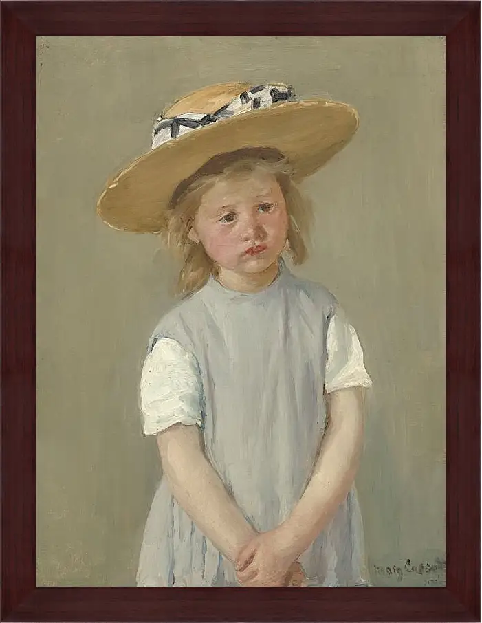 Картина в раме - Child in a Straw Hat. Кэссетт (Кассатт) Мэри Стивенсон