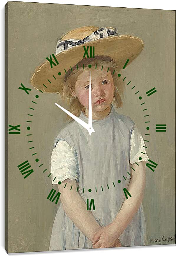 Часы картина - Child in a Straw Hat. Кэссетт (Кассатт) Мэри Стивенсон