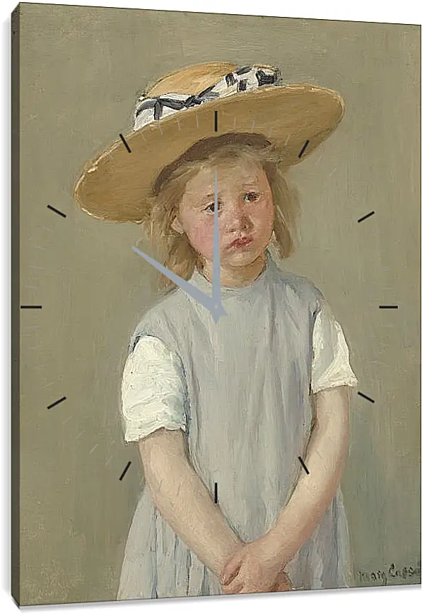 Часы картина - Child in a Straw Hat. Кэссетт (Кассатт) Мэри Стивенсон