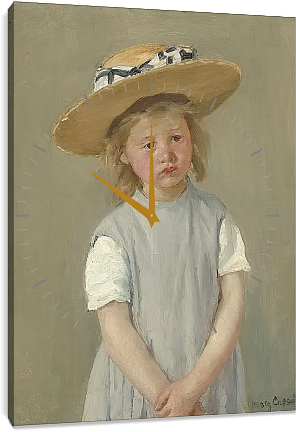 Часы картина - Child in a Straw Hat. Кэссетт (Кассатт) Мэри Стивенсон