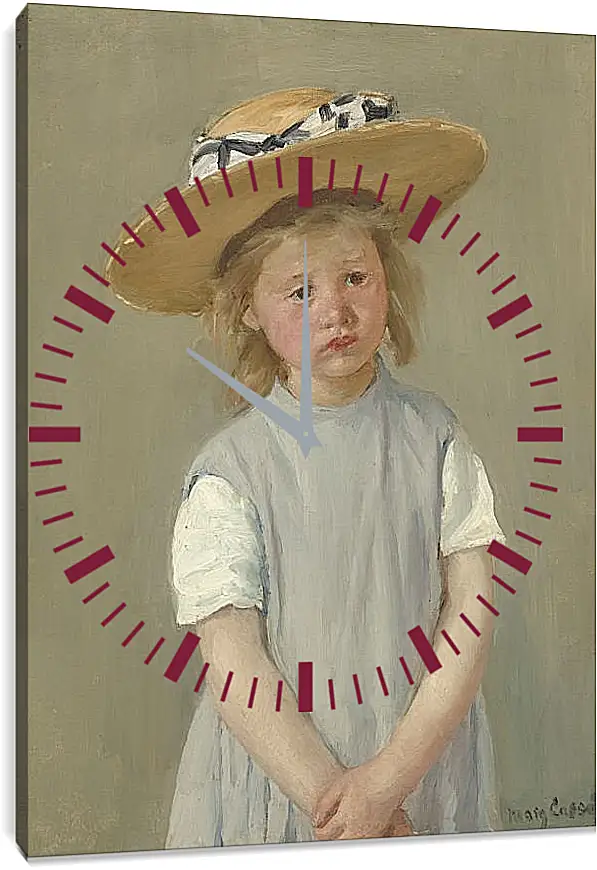 Часы картина - Child in a Straw Hat. Кэссетт (Кассатт) Мэри Стивенсон