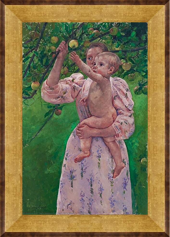 Картина в раме - Child Picking a Fruit. Кэссетт (Кассатт) Мэри Стивенсон