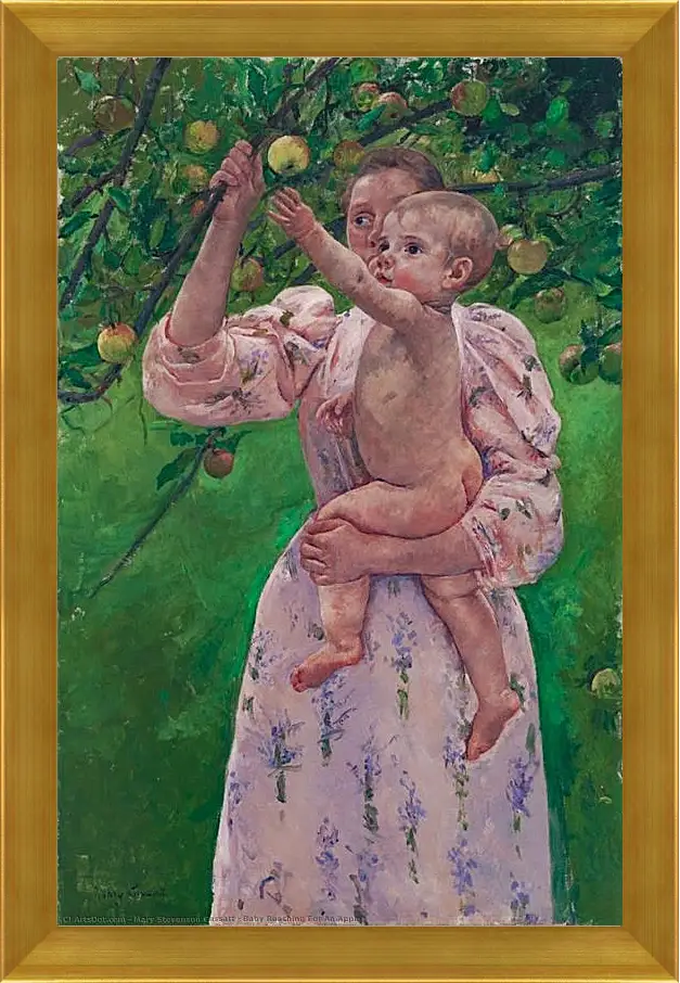 Картина в раме - Child Picking a Fruit. Кэссетт (Кассатт) Мэри Стивенсон