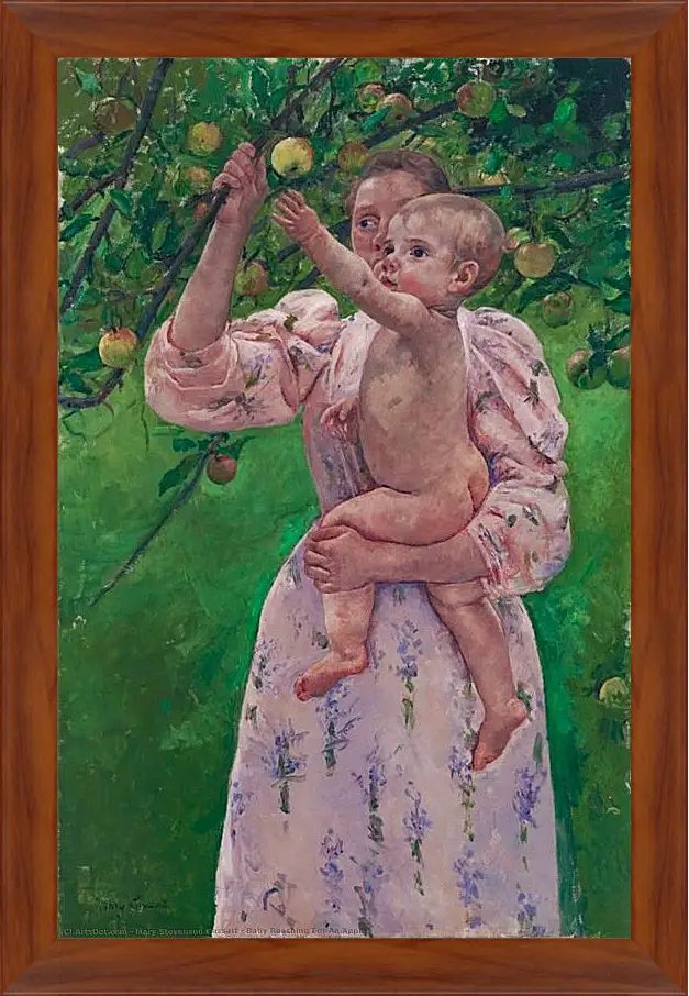 Картина в раме - Child Picking a Fruit. Кэссетт (Кассатт) Мэри Стивенсон