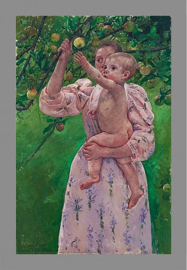 Картина в раме - Child Picking a Fruit. Кэссетт (Кассатт) Мэри Стивенсон