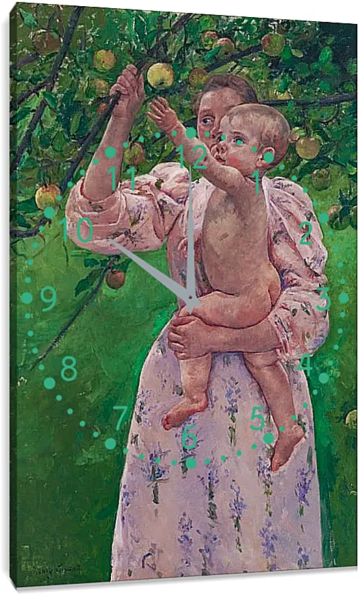 Часы картина - Child Picking a Fruit. Кэссетт (Кассатт) Мэри Стивенсон