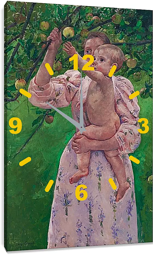 Часы картина - Child Picking a Fruit. Кэссетт (Кассатт) Мэри Стивенсон