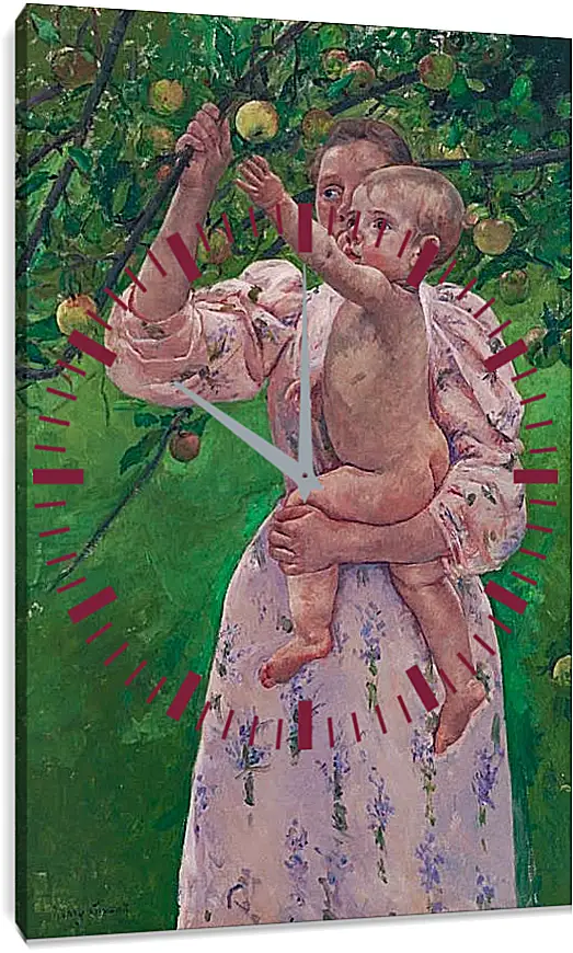 Часы картина - Child Picking a Fruit. Кэссетт (Кассатт) Мэри Стивенсон