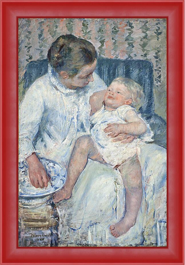 Картина в раме - Mother About to Wash Her Sleepy Child. Кэссетт (Кассатт) Мэри Стивенсон