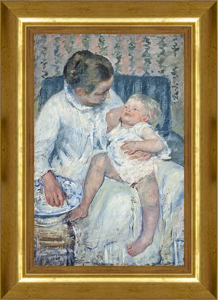 Картина в раме - Mother About to Wash Her Sleepy Child. Кэссетт (Кассатт) Мэри Стивенсон