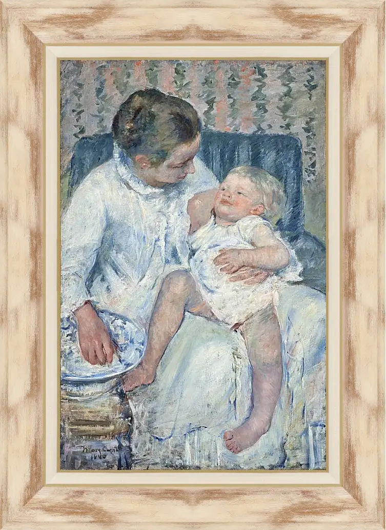 Картина в раме - Mother About to Wash Her Sleepy Child. Кэссетт (Кассатт) Мэри Стивенсон