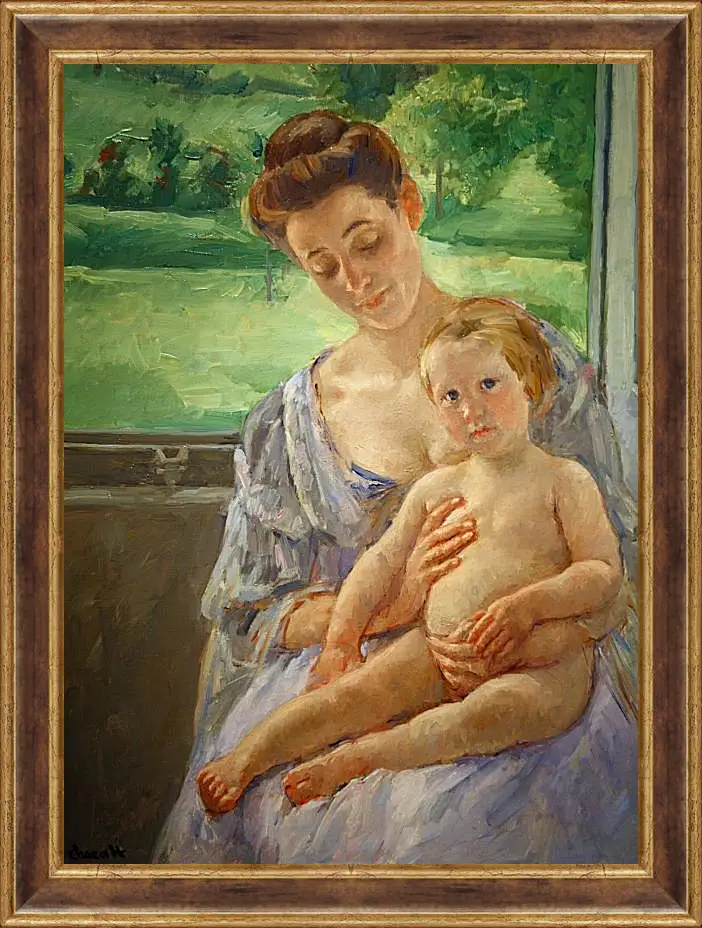 Картина в раме - Mother and Child in the Conservatory. Кэссетт (Кассатт) Мэри Стивенсон