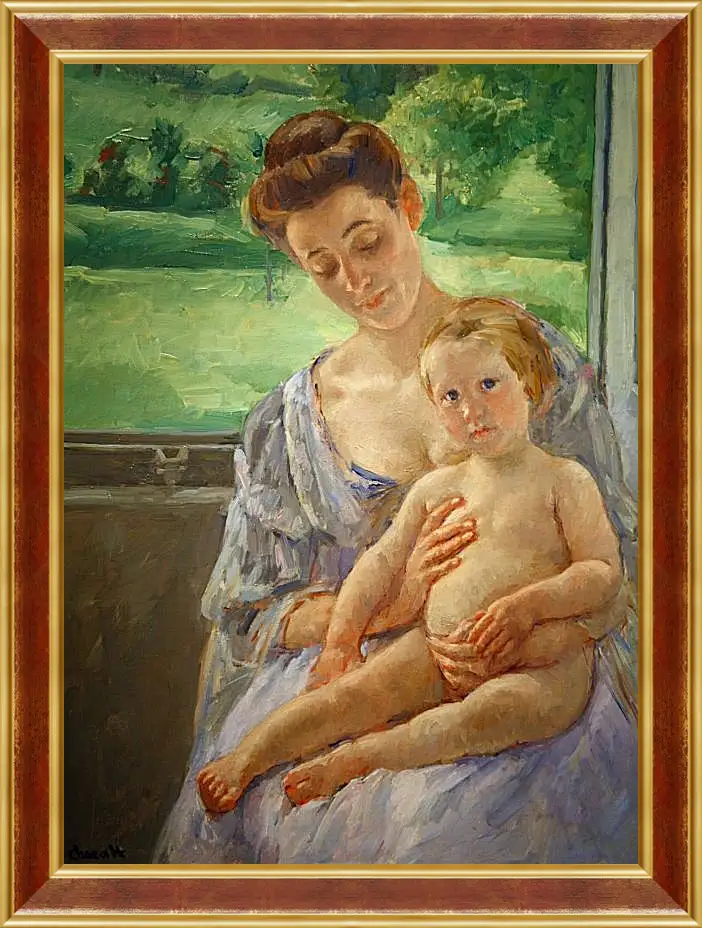 Картина в раме - Mother and Child in the Conservatory. Кэссетт (Кассатт) Мэри Стивенсон