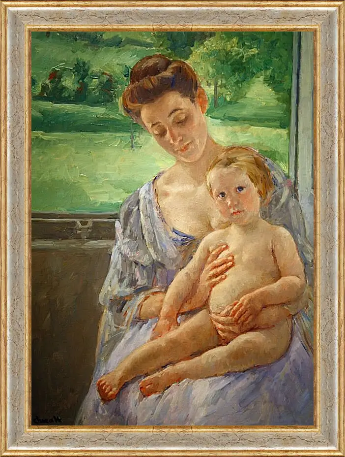 Картина в раме - Mother and Child in the Conservatory. Кэссетт (Кассатт) Мэри Стивенсон