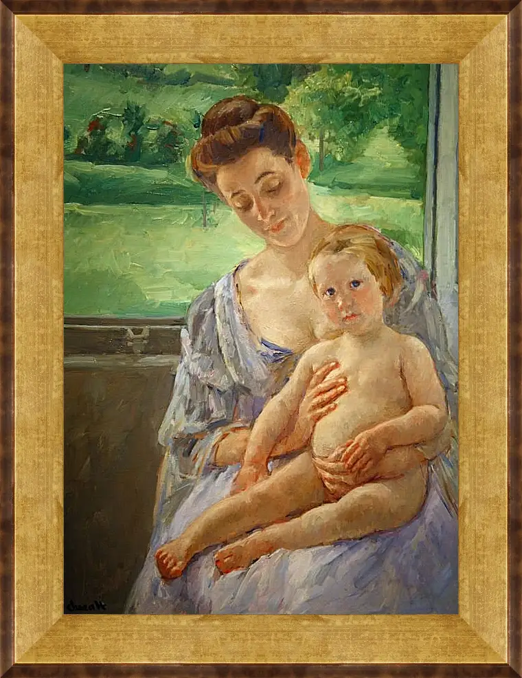 Картина в раме - Mother and Child in the Conservatory. Кэссетт (Кассатт) Мэри Стивенсон