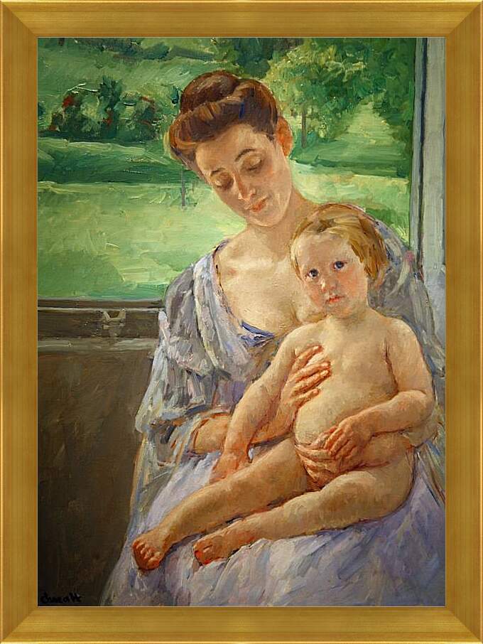 Картина в раме - Mother and Child in the Conservatory. Кэссетт (Кассатт) Мэри Стивенсон