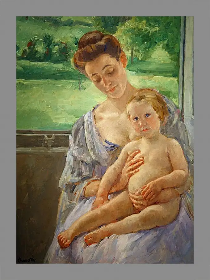 Картина в раме - Mother and Child in the Conservatory. Кэссетт (Кассатт) Мэри Стивенсон