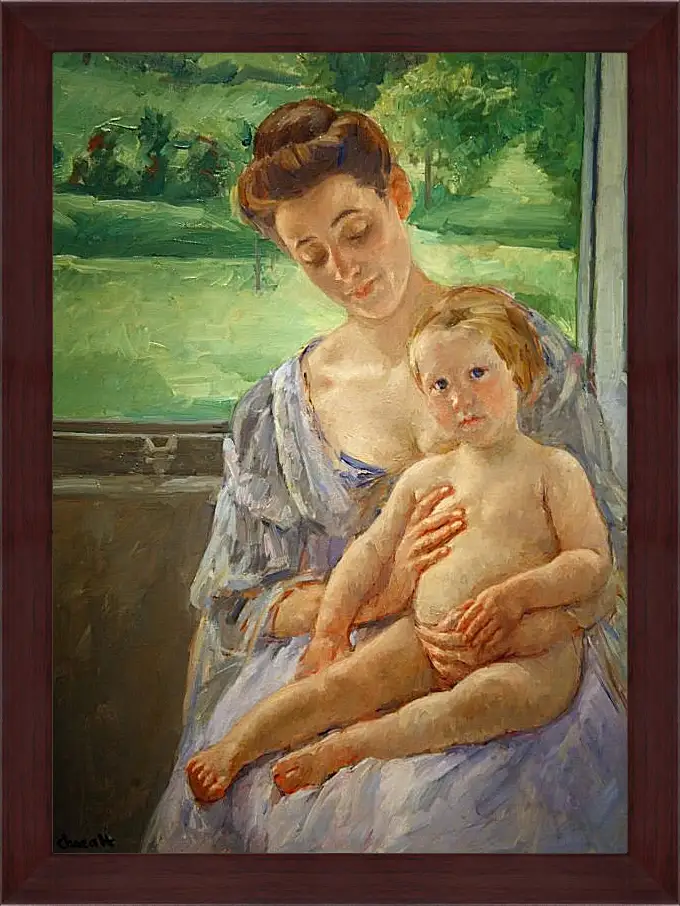 Картина в раме - Mother and Child in the Conservatory. Кэссетт (Кассатт) Мэри Стивенсон