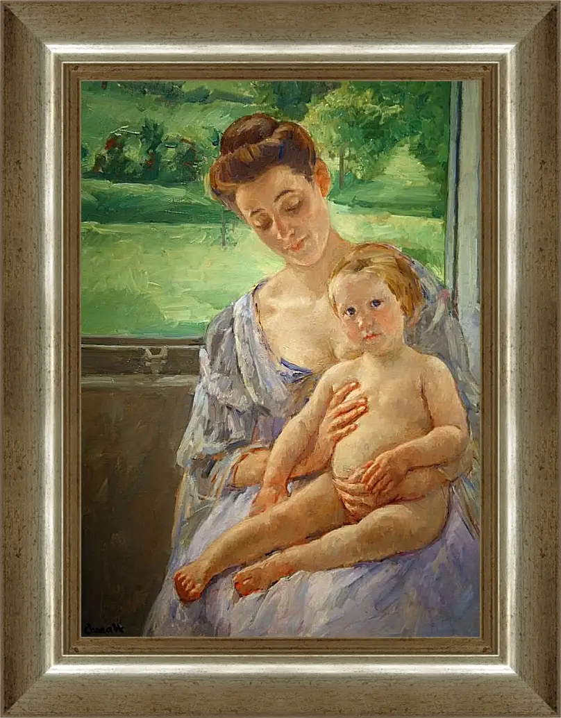 Картина в раме - Mother and Child in the Conservatory. Кэссетт (Кассатт) Мэри Стивенсон