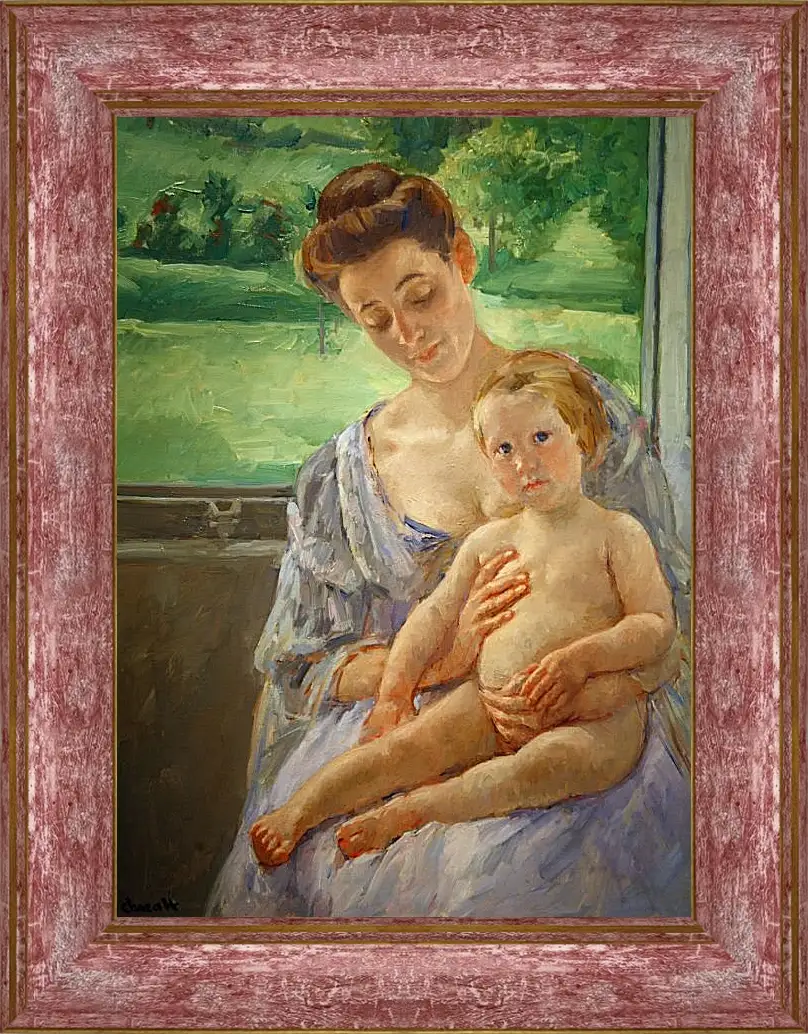 Картина в раме - Mother and Child in the Conservatory. Кэссетт (Кассатт) Мэри Стивенсон