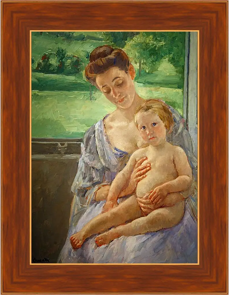 Картина в раме - Mother and Child in the Conservatory. Кэссетт (Кассатт) Мэри Стивенсон