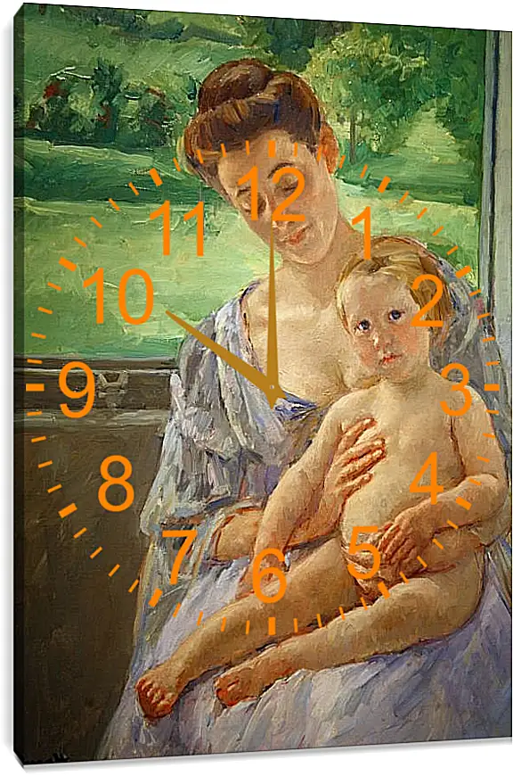 Часы картина - Mother and Child in the Conservatory. Кэссетт (Кассатт) Мэри Стивенсон