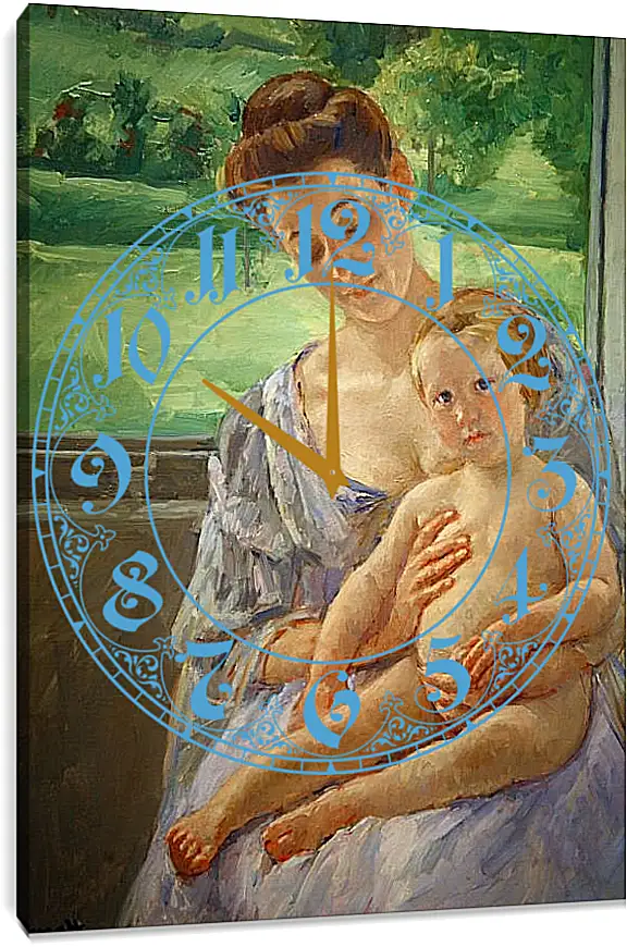 Часы картина - Mother and Child in the Conservatory. Кэссетт (Кассатт) Мэри Стивенсон