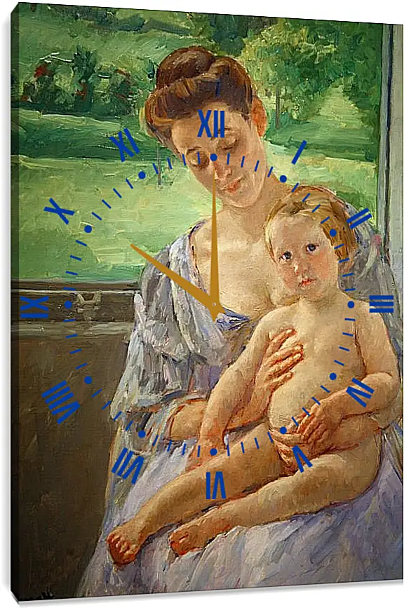 Часы картина - Mother and Child in the Conservatory. Кэссетт (Кассатт) Мэри Стивенсон