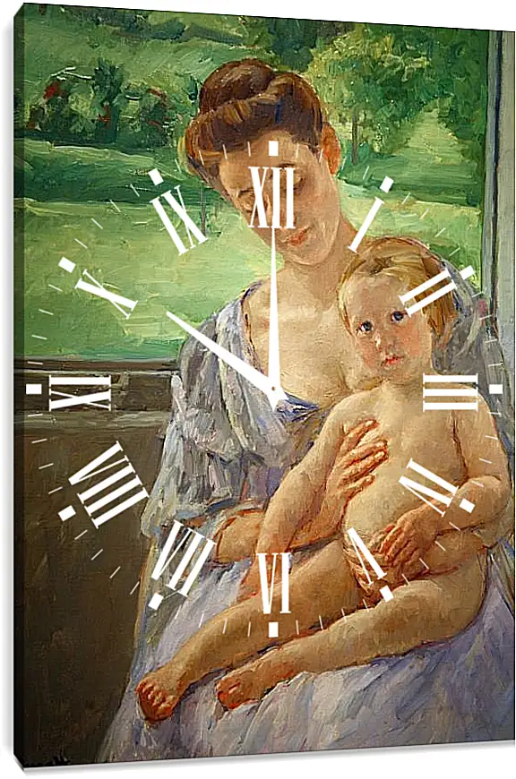 Часы картина - Mother and Child in the Conservatory. Кэссетт (Кассатт) Мэри Стивенсон