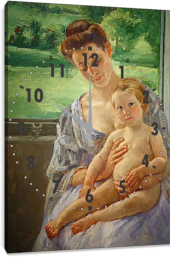 Часы картина - Mother and Child in the Conservatory. Кэссетт (Кассатт) Мэри Стивенсон