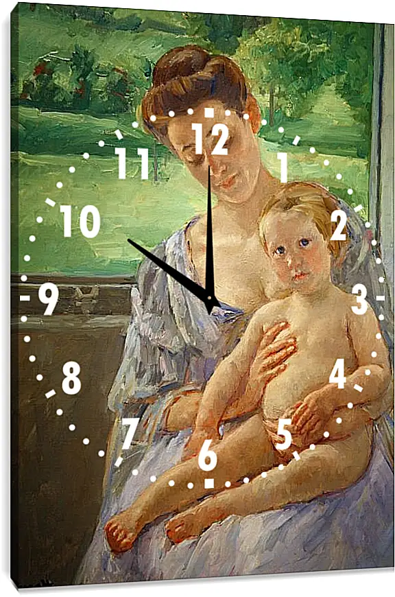 Часы картина - Mother and Child in the Conservatory. Кэссетт (Кассатт) Мэри Стивенсон